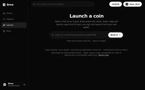 Final frame of the test run on www.usebrew.app